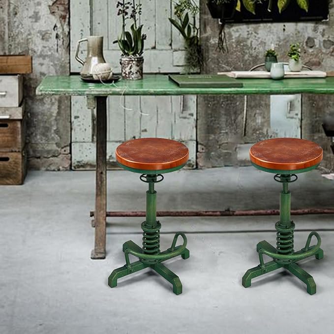 LOKKHAN American Antique Steampunk Bar Stool 24.41"-28.35" Vintage Industrial - Image 7