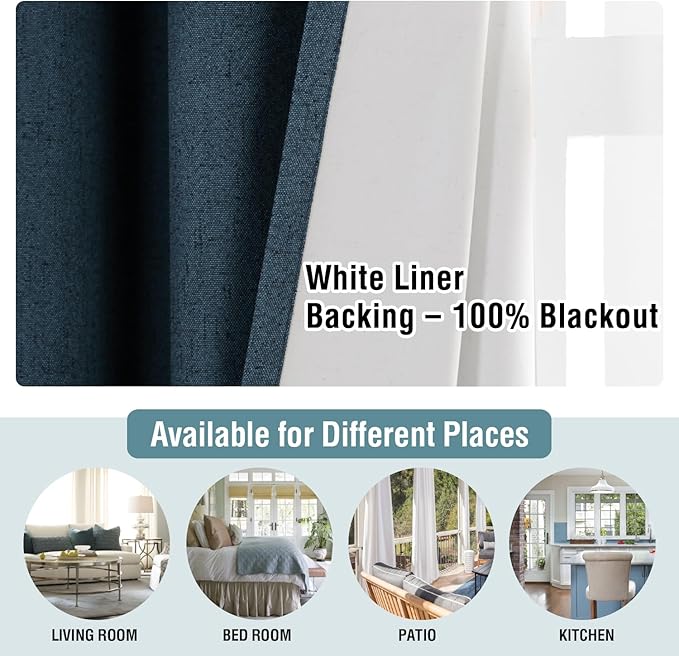 H.VERSAILTEX Linen Blackout Curtains 45 Inches Long 100% Absolutely Blackout - Image 3