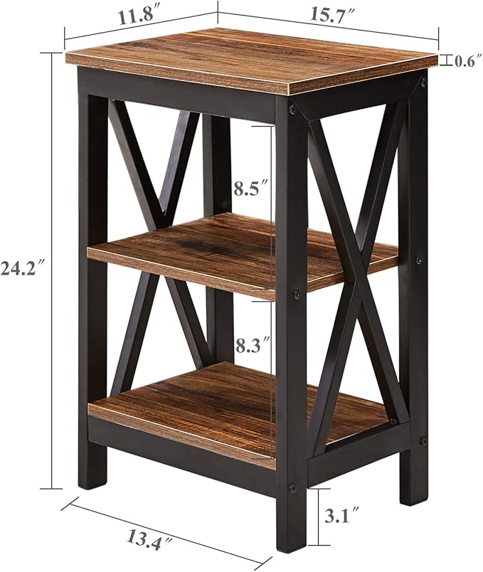 VECELO Modern Night Stand/Sofa Side/End Storage Shelf X-Design Versatile - Image 6