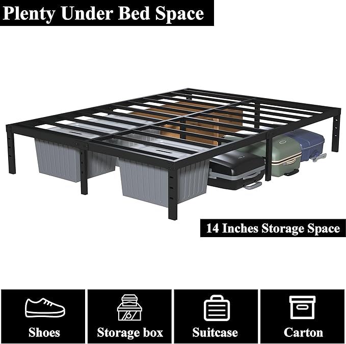 16 Inch King Bed Frame Heavy Duty Metal Platform King Size Bed Frames - Image 6