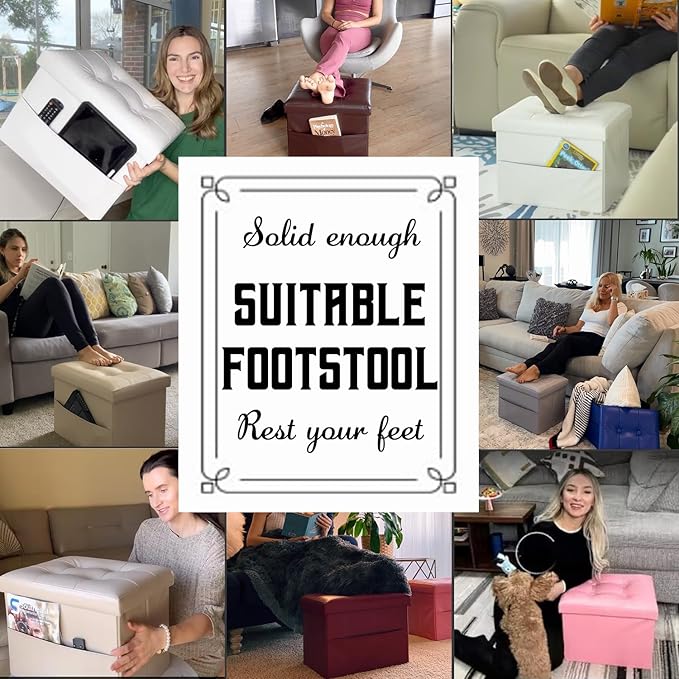 Ottoman Storage Ottoman Foot Rest Stool Foldable Bench - Image 5