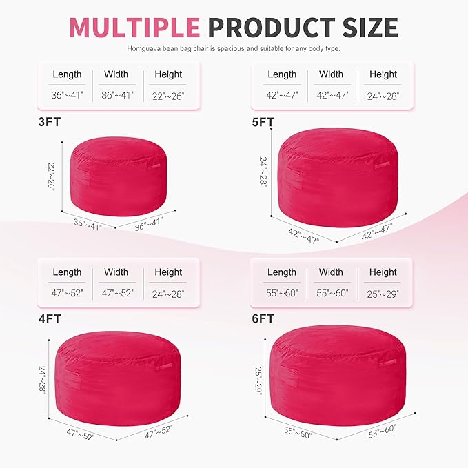 Homguava 6 FT Bean Bag Chair: 6' Bean Bags - Image 2