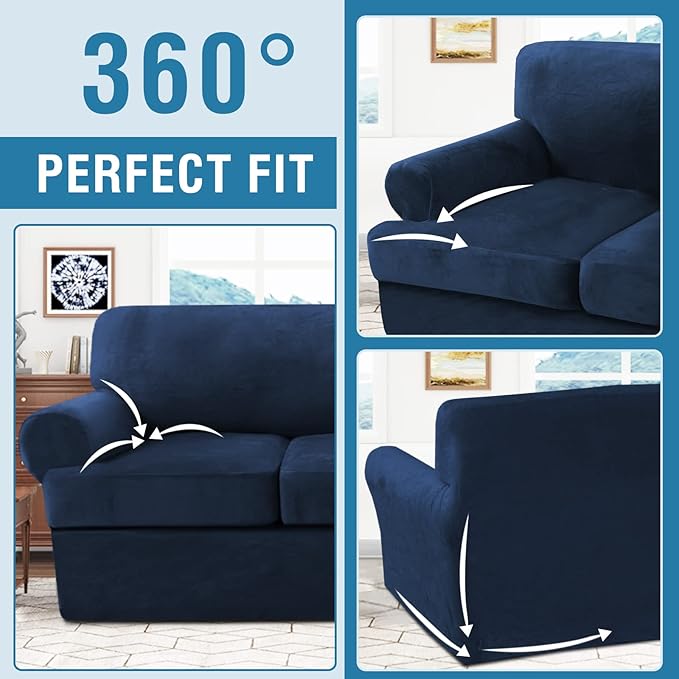 H.VERSAILTEX Sofa Cover 3 Piece T Cushion Sofa Slipcovers Thick Velvet Couch - Image 8