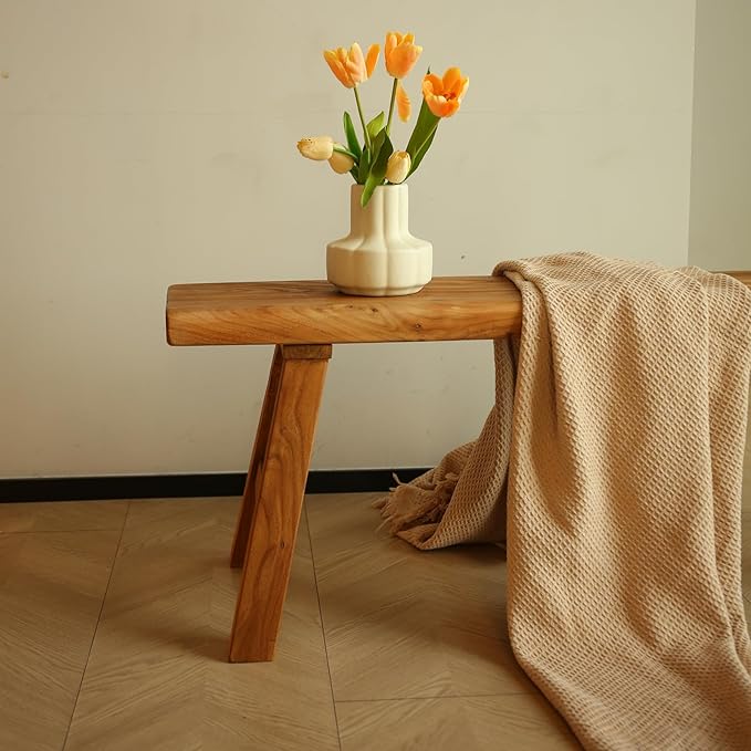 55.1in Wood Bench Indoor – Rustic Farmhouse Entryway Bench, Skinny Bench Design - Image 2