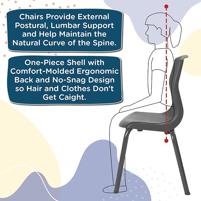 Children’s Factory MyPosture 14" H Child Chair, 4 Pack, AB8014GYC4, Daycare or - Image 6