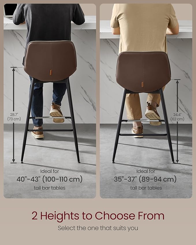 VASAGLE Bar Stools Set of 2, Bar Height Bar Stools - Image 4