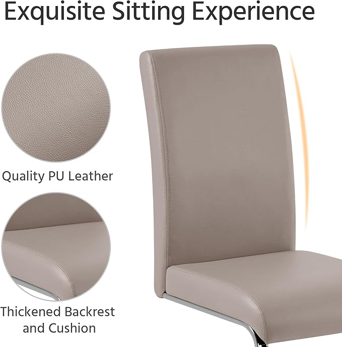 Yaheetech Dining Chairs Set of 4 Modern Faux Leather Upholstered Dining Room - Image 7