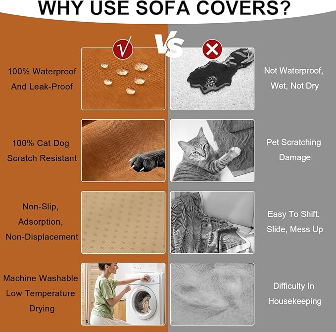 STACYPIK Waterproof Orange Couch Cover - Image 5