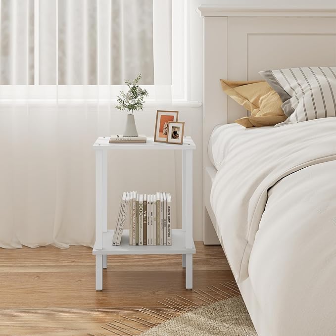 TUTOTAK End Table, Side Table, Nightstand, 2-Tier Storage Shelf, Sofa Table - Image 8