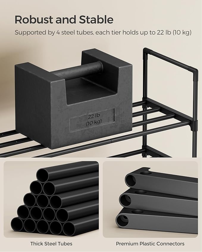 SONGMICS Shoe Rack, 3-Tier Shoe Organizer, Metal Storage Shelf, Upright or - Image 6