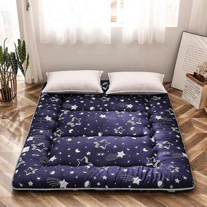 Navy Star Futon Mattress Japanese Floor Mattress Tatami Floor Mat Foldable Bed by MAXYOYO