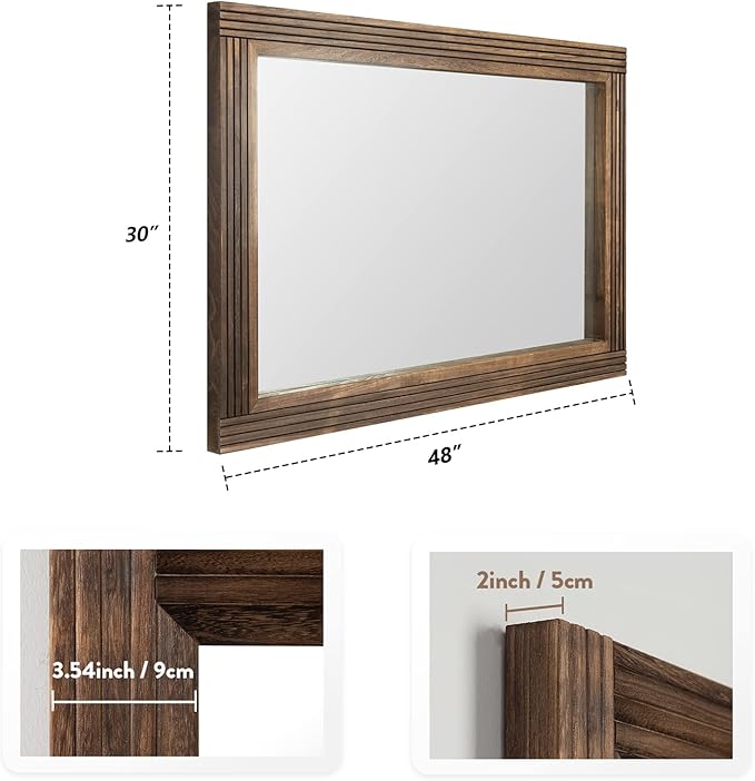 YOSHOOT Hand-Made Wooden Spliced Wall Mirror - Image 4