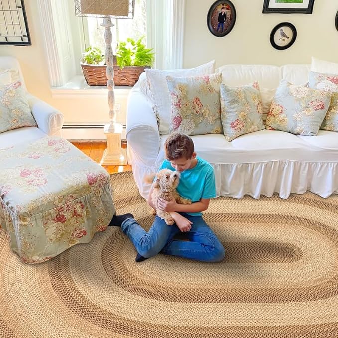 Homespice Cookie Dough Braided Area Rugs 6x9' by Homespice