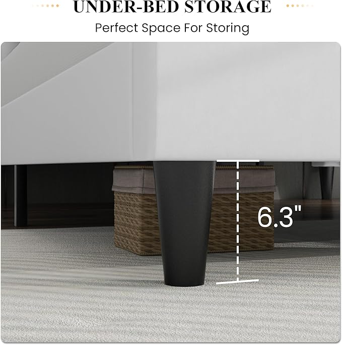 SHA CERLIN Queen Bed Frame/Velvet Upholstered Platform Bed Frame - Image 7