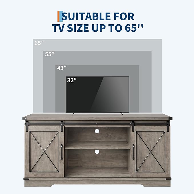 GarveeHome Farmhouse TV Stand for TV up to 65 Inches and Entertainment Center - Image 7
