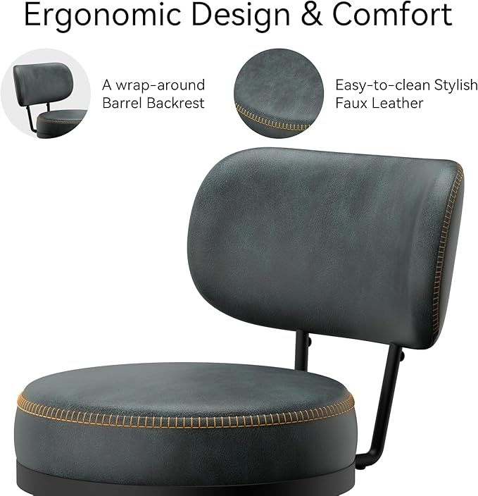 Counter Height Bar Stools, Faux Leather Kitchen Counter Stools - Image 5