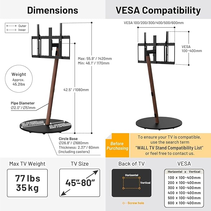 WALL Seven Stand A2 Grand | Rolling TV Stand - Image 6