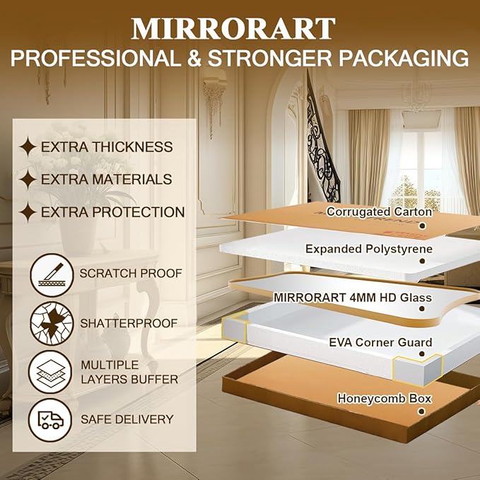 24"x32" Bathroom Vanity Mirror, Brushed Gold Wavy Mirror - Image 9