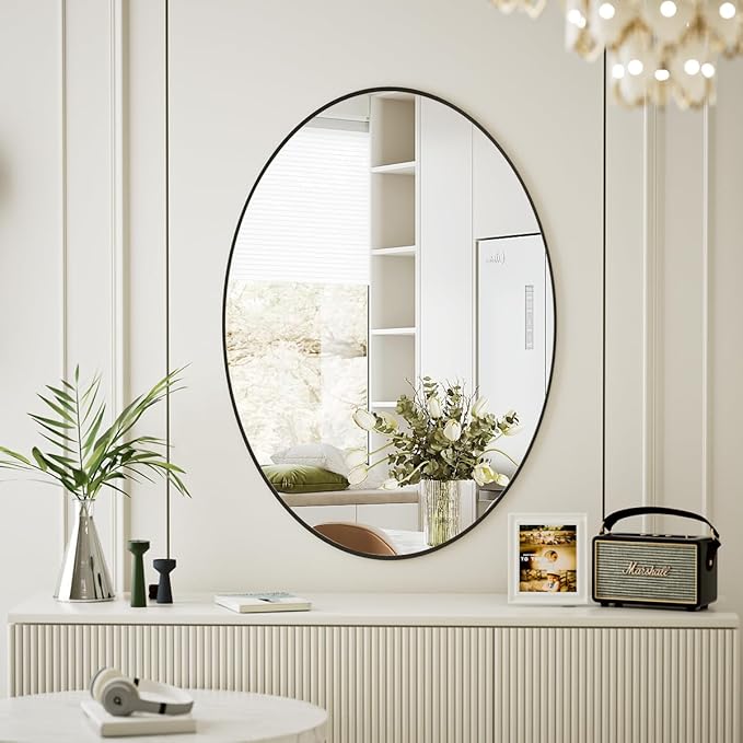 Koonmi Black Oval Bathroom Mirror, Oval Mirror - Image 6