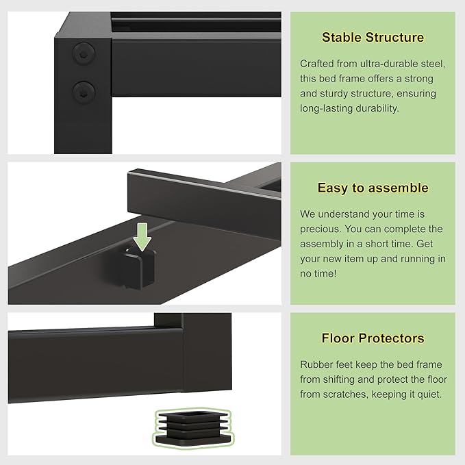 EMODA 7 Inch Twin Bed Frames No Box Spring Needed, Heavy Duty Metal Twin - Image 4