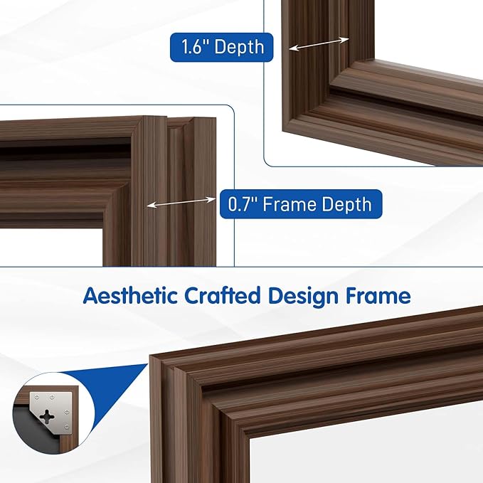 WEER Retro Copper Bathroom Mirror, 48x36 Inch Bronze Oil Rubbed Framed Mirror - Image 3