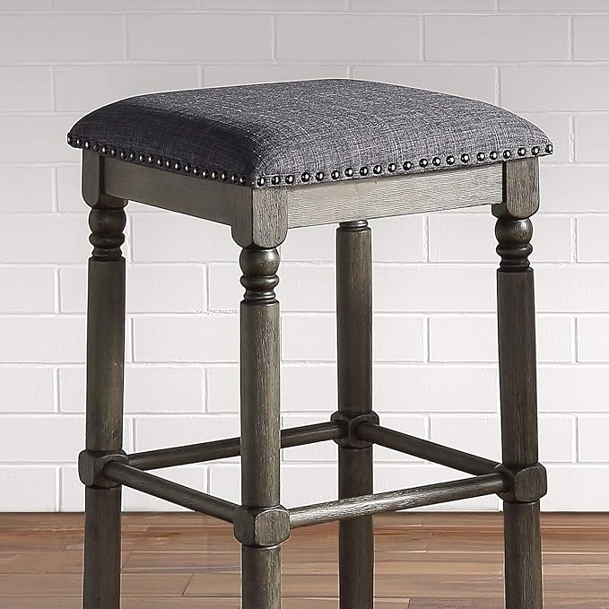 Roundhill Furniture Arnhem Wood Upholstered Counter Height Stools - Image 2