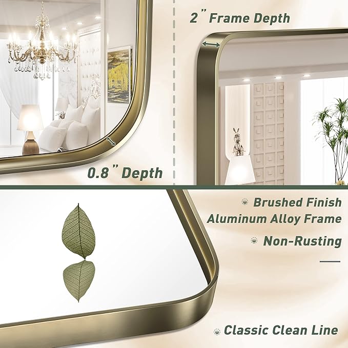 TokeShimi 72x36 Inch Gold Bathroom Vanity Mirror - Image 3