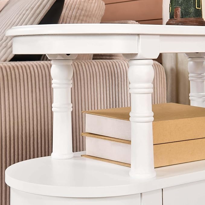 Wood End Table with 2 Drawers and Storage Shelf, Narrow Sofa Side Table - Image 6