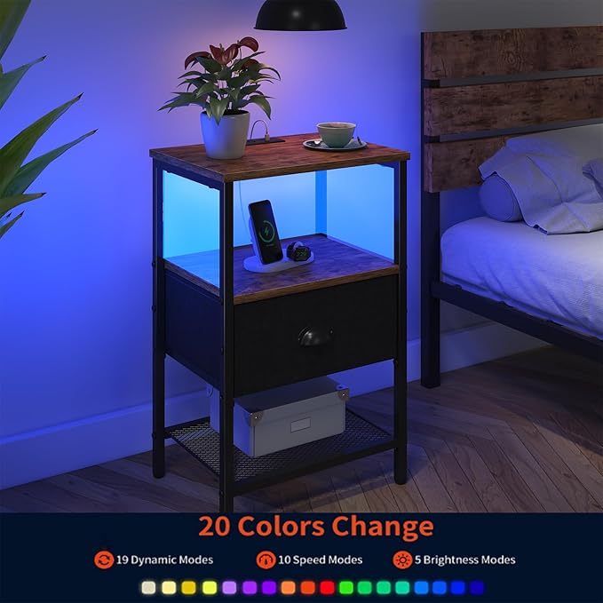 Sthmec Nightstands Set of 2, LED Bedside Tables - Image 7