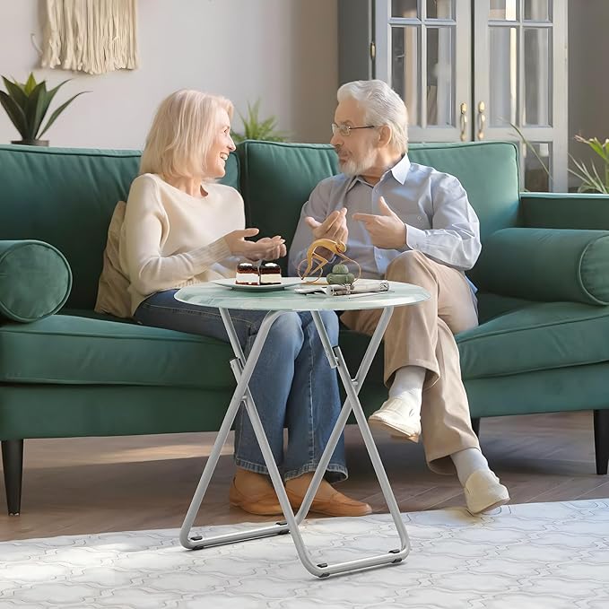 Folding TV Trays, Round Tray Table, Small Foldable Table - Image 2