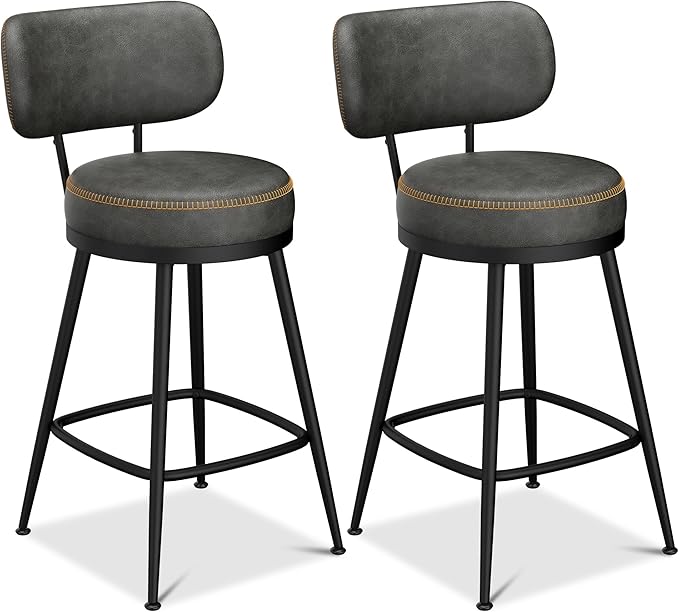 Counter Height Bar Stools, Faux Leather Kitchen Counter Stools - Image 7
