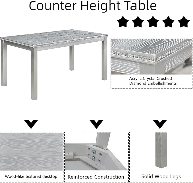Dining Table Set for 5, 6 Piece Dining Room Table Set - Image 4