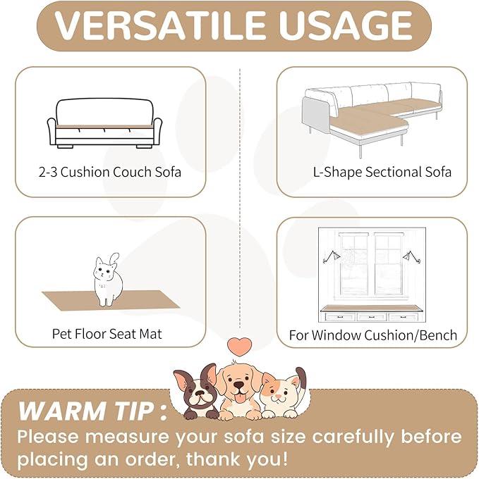 OTOB Couch Covers for 3 Cushion Sofa Pet Friendly, Plush Fuzzy Non Slip Sofa - Image 5