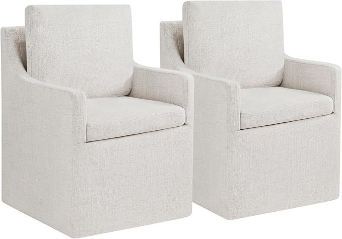 Upholstered Dining Chairs with Casters Easy Assembly Modern Accent Armchair by Kislot