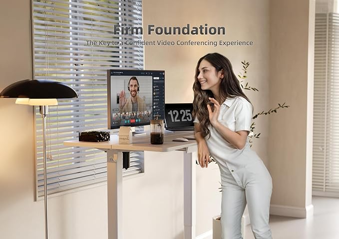 YDN Standing Desk with Drawers, 55 x 24 Inch White Standing Desks Electric - Image 6