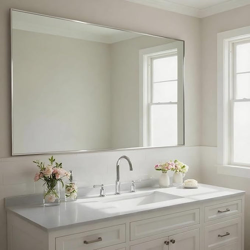27x40 Inch Nickel Bathroom Mirror by Bonverre