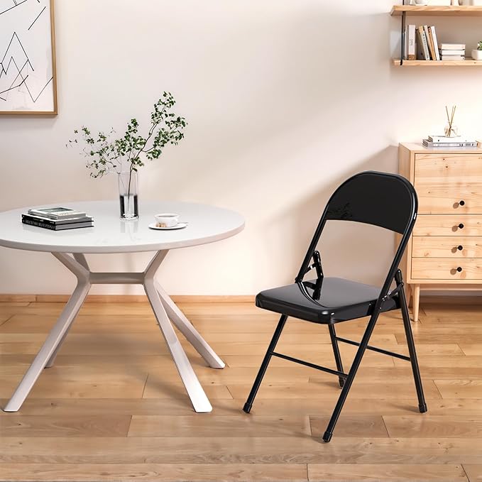 VECELO Metal Folding Chairs 4 Pack, Double Hinged Steel Frame Easy - Image 4