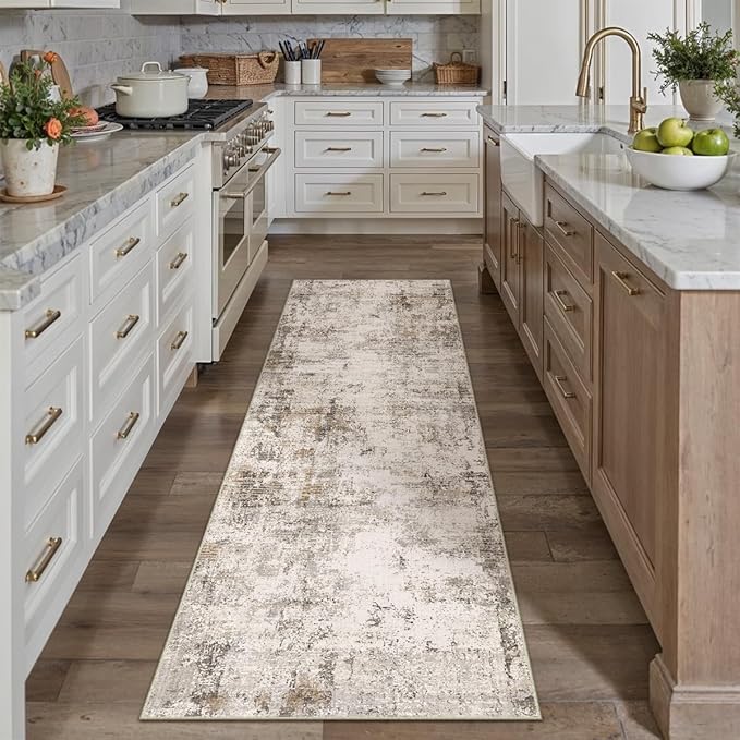 2x7 Washable Runner Rug Brown Grey Neutral Abstract Hallway Kitchen Living Room - Image 5