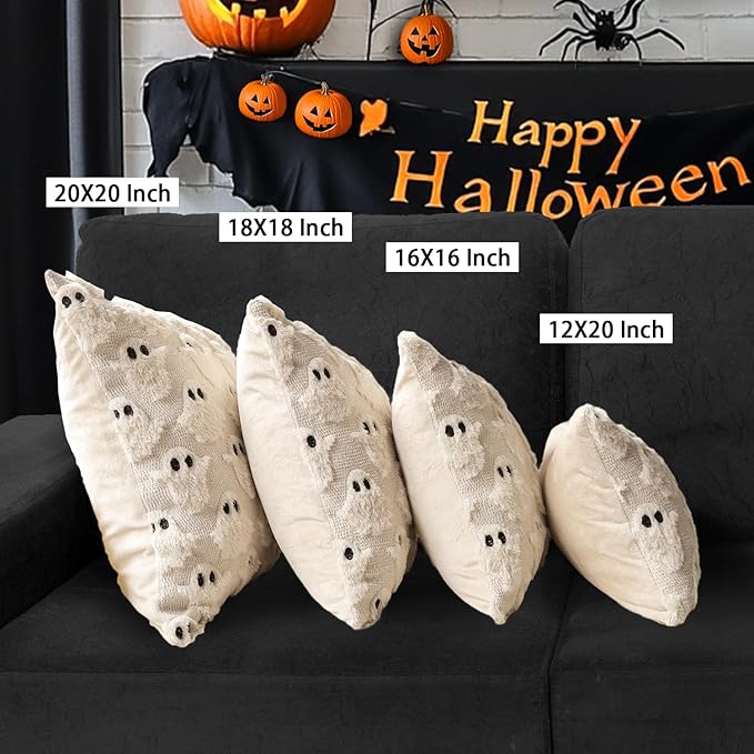 4TH Emotion Halloween Ghost Decorative Pillow Covers 18x18 Set of 2 - Image 6