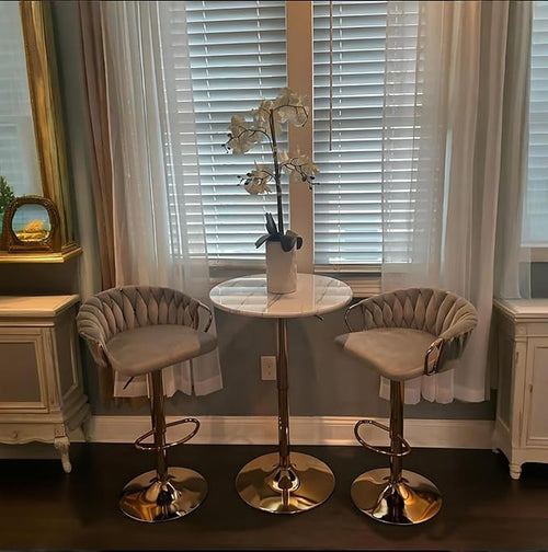 24'' Gold Bar Table Round Cocktail Table 39.1" Height Kitchen Dining Tables - Image 2