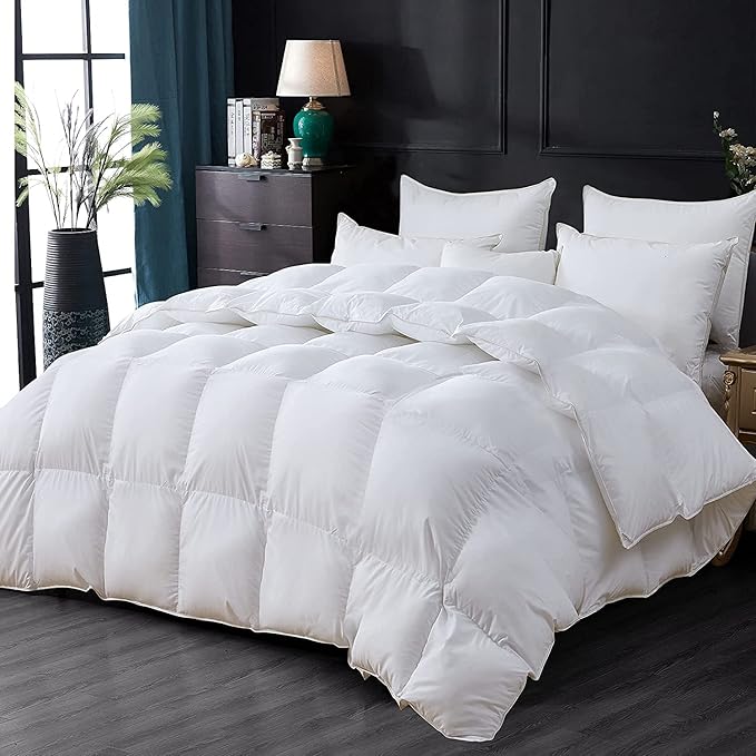 Luxurious Goose Down Feather Fiber Comforter Duvet Insert, Exquisite Solid - Image 2