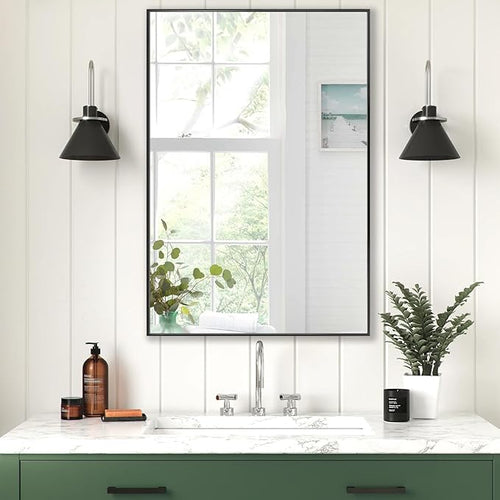 24x32 Inch Black Bathroom Mirror, Copper-Free Aluminum Alloy Frame Vanity Mirror by LEDLUX