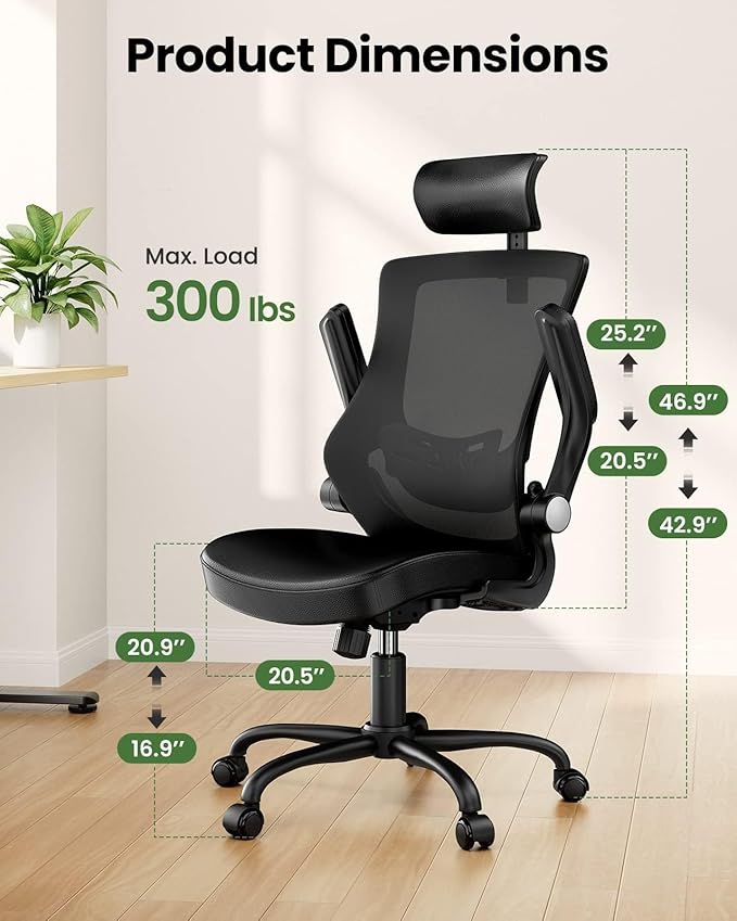 Marsail Office Chair Ergonomic Desk Chair, 360°Swivel Mesh Back Wide Computer - Image 6