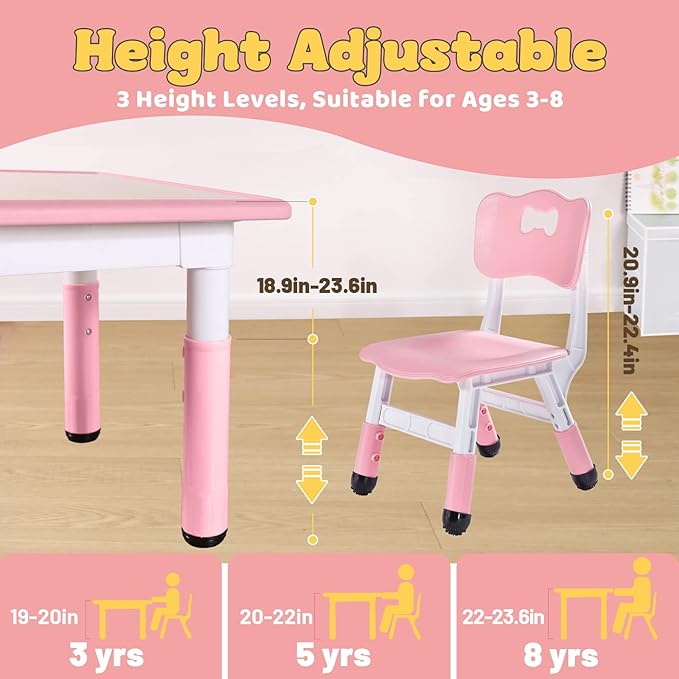 FUNLIO Kids Table and 4 Chairs Set - Image 3