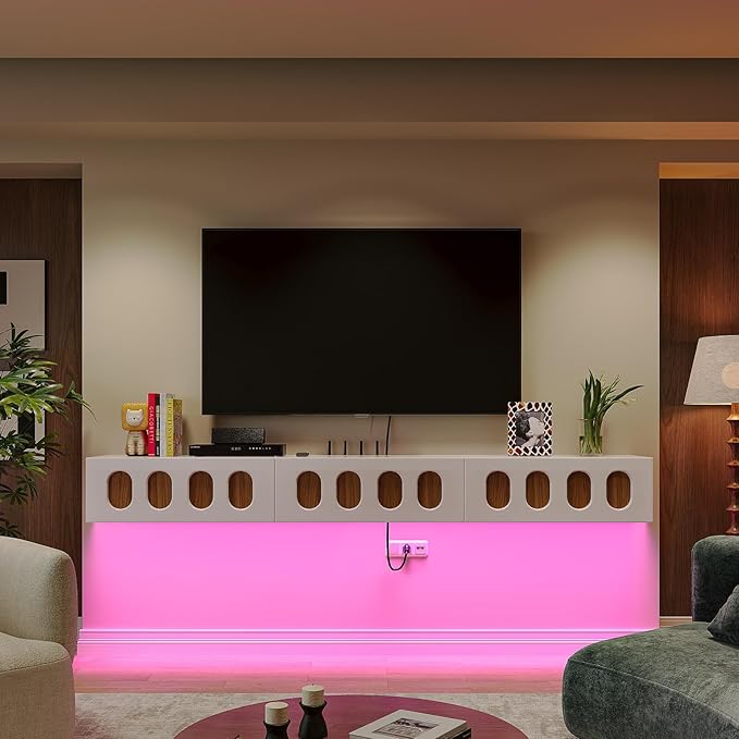 Floaticase Floating TV Stand, 70IN Fully Assembled High Gloss Wall Mounted - Image 8
