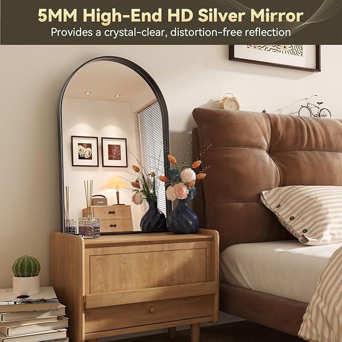 Brightify Arched Mirror, 23.9 x 31.9 Inch Black Arch Wall Mirror, Metal Frame - Image 4