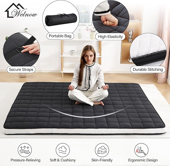 Welnow Japanese Futon Floor Mattress, Full Size Thick Tatami Mat Portable & - Image 6