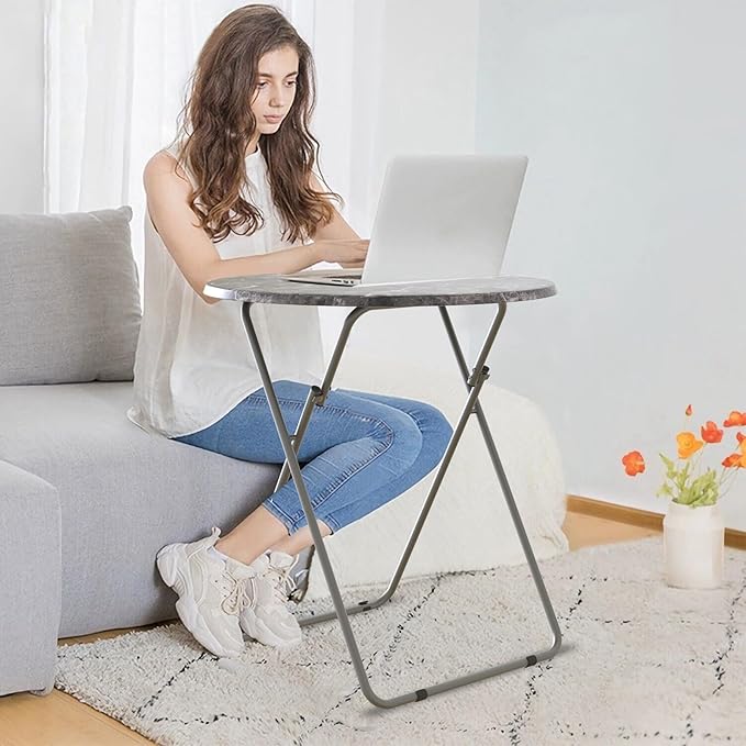 Folding Round TV Tray Table Set of 4, TV Dinner Table - Image 5