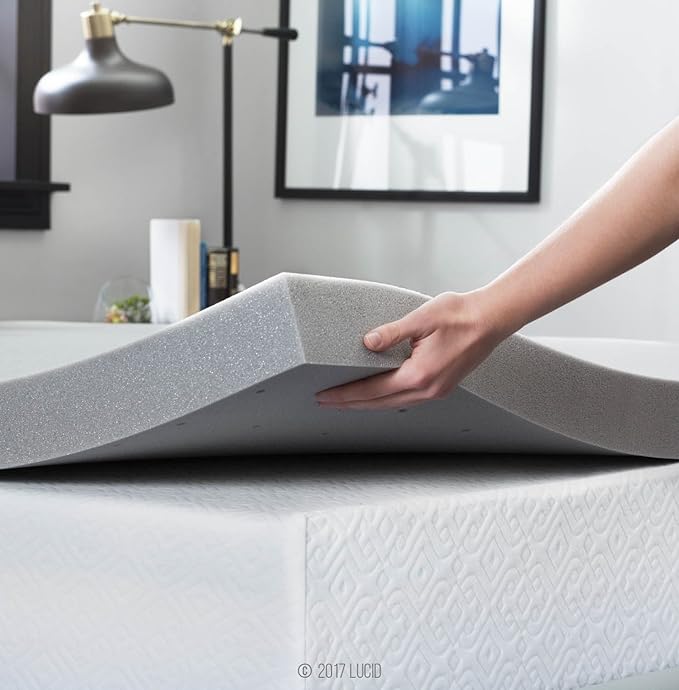 Lucid 3 Inch Ventilated Bamboo Charcoal Memory Foam Mattress Topper - Image 3