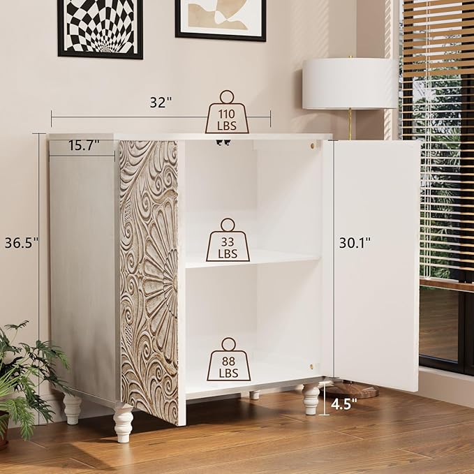 COSIEST Set of 2 32" Buffet Sideboard Cabinets - Image 2